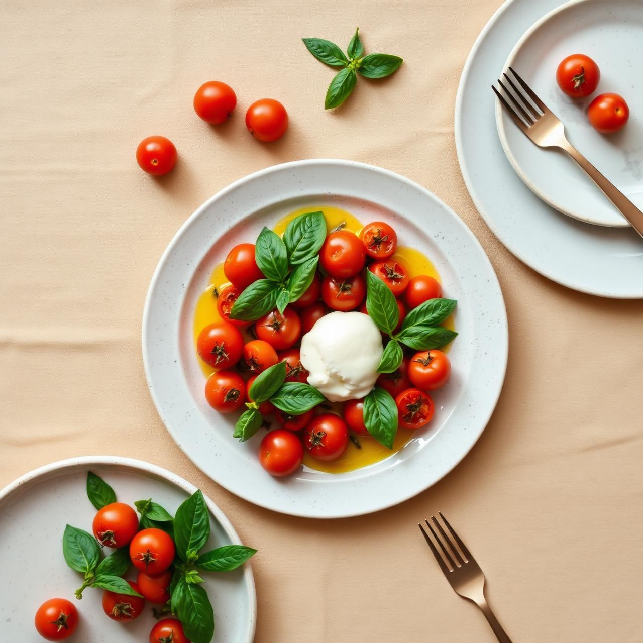 Plat italien healthy aux tomates et burrata